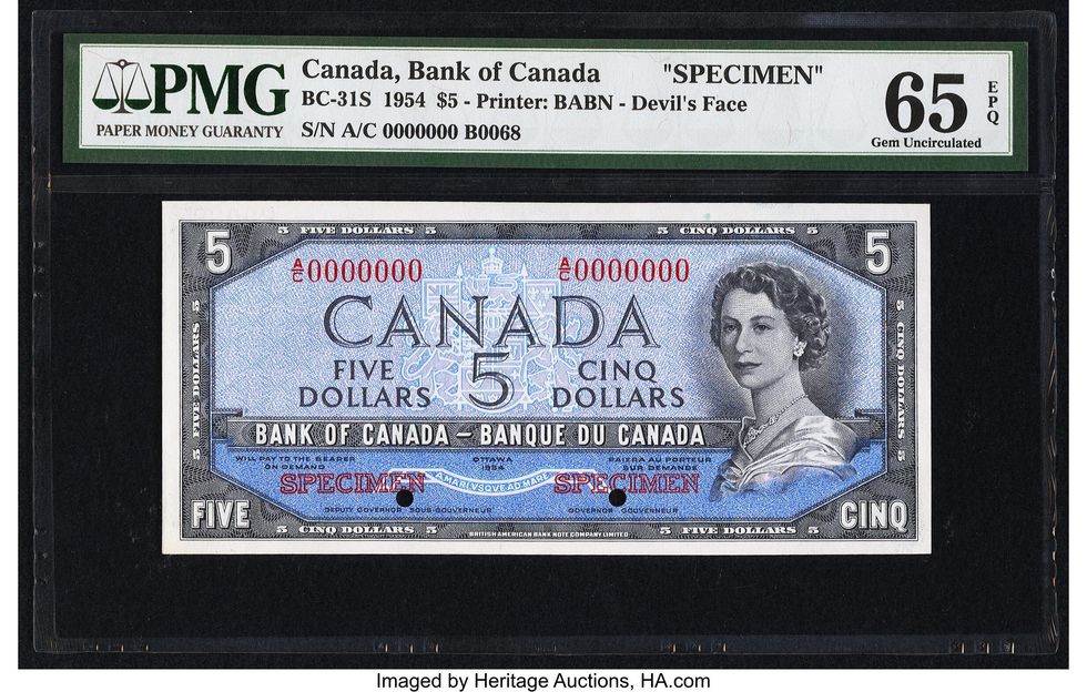 A $5 bill from 1954.