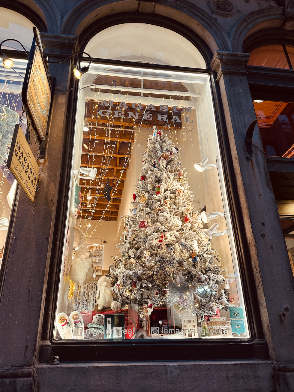 A beautiful, festive storefront in Old Montreal.