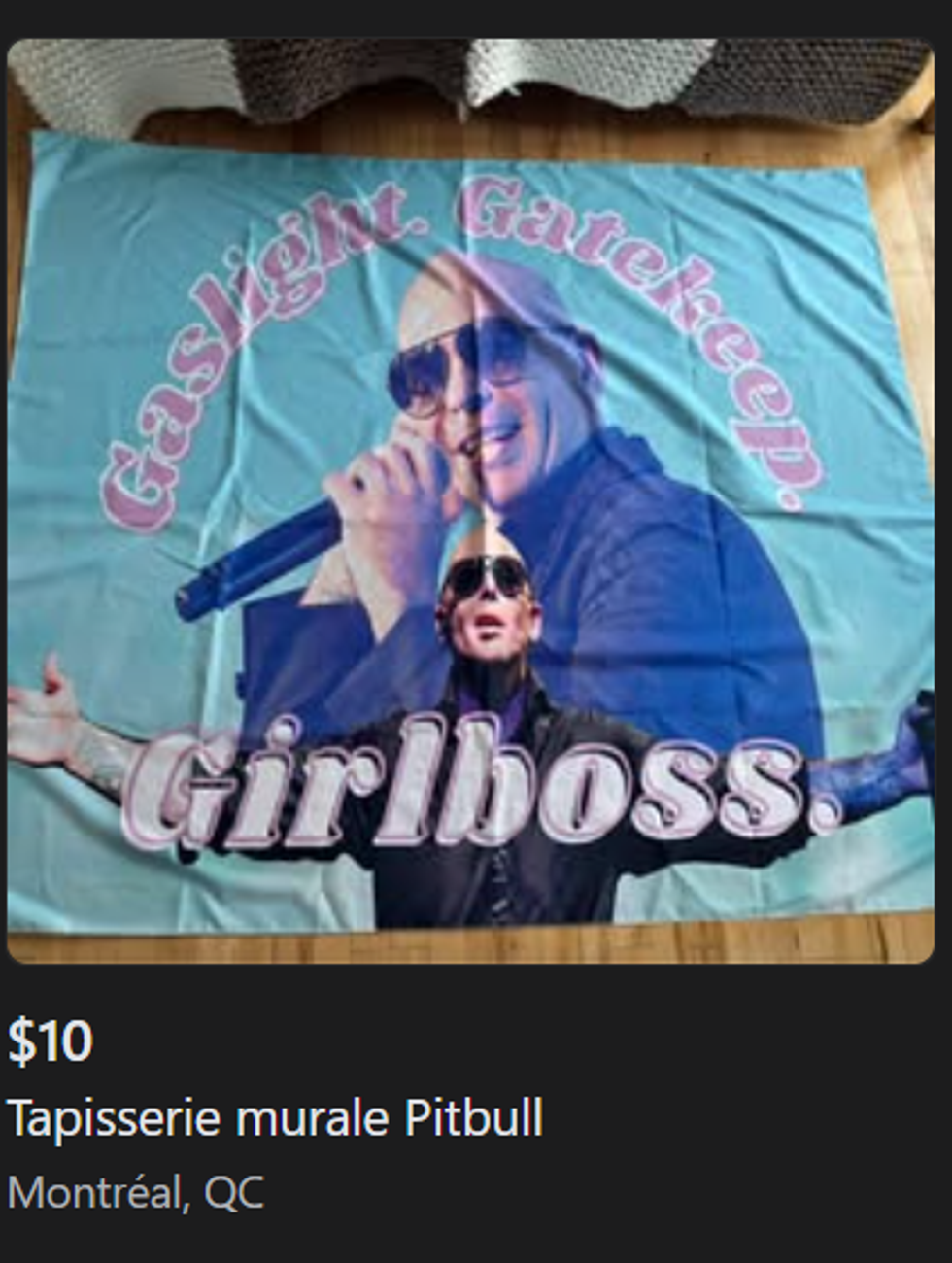 A blanket for sale on Facebook.
