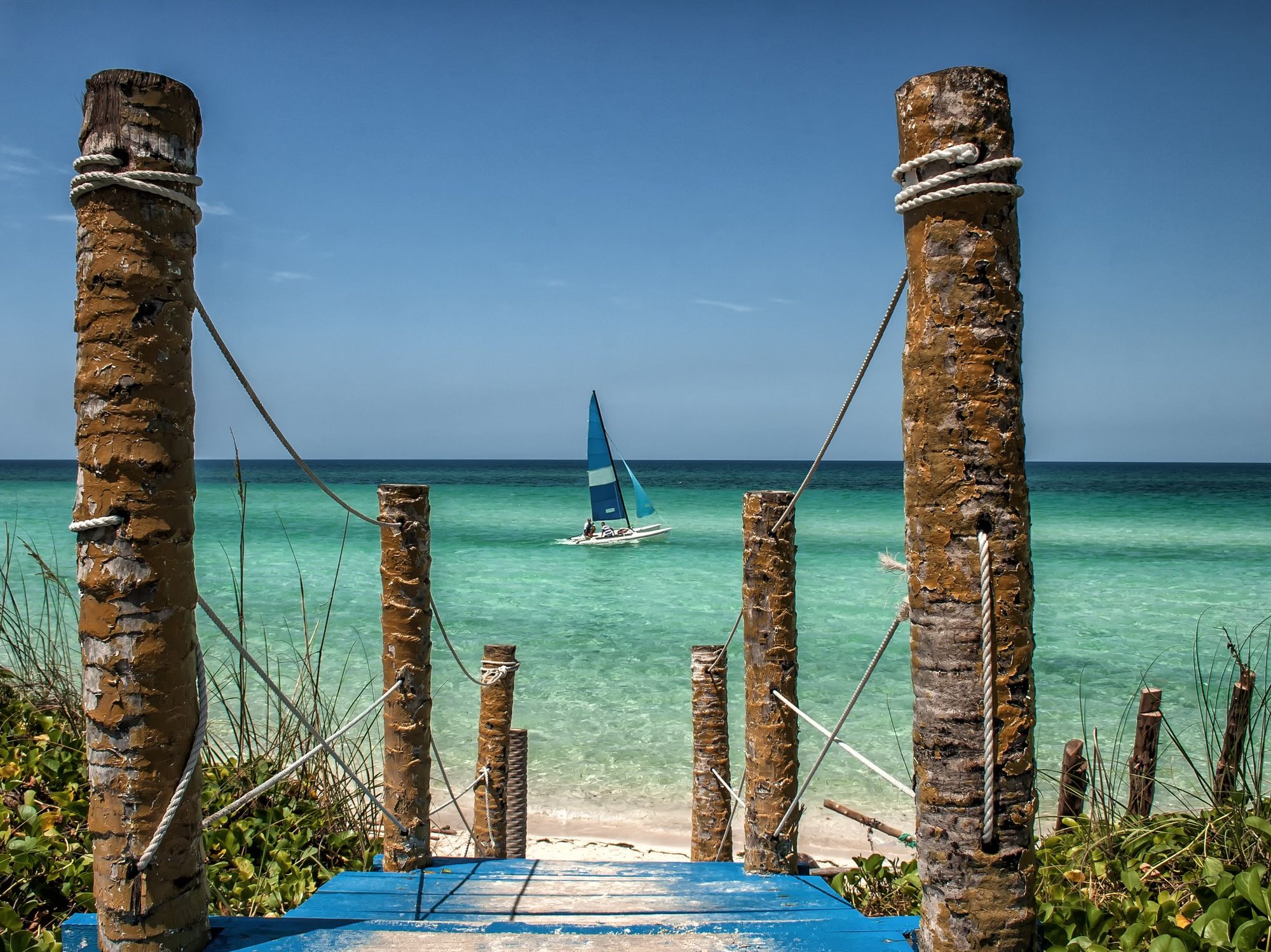 A boat near a beach in Cayo Coco, Cuba.