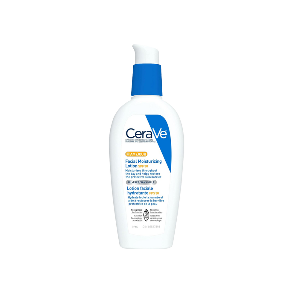A bottle of CeraVe AM Facial Moisturizer SPF 30
