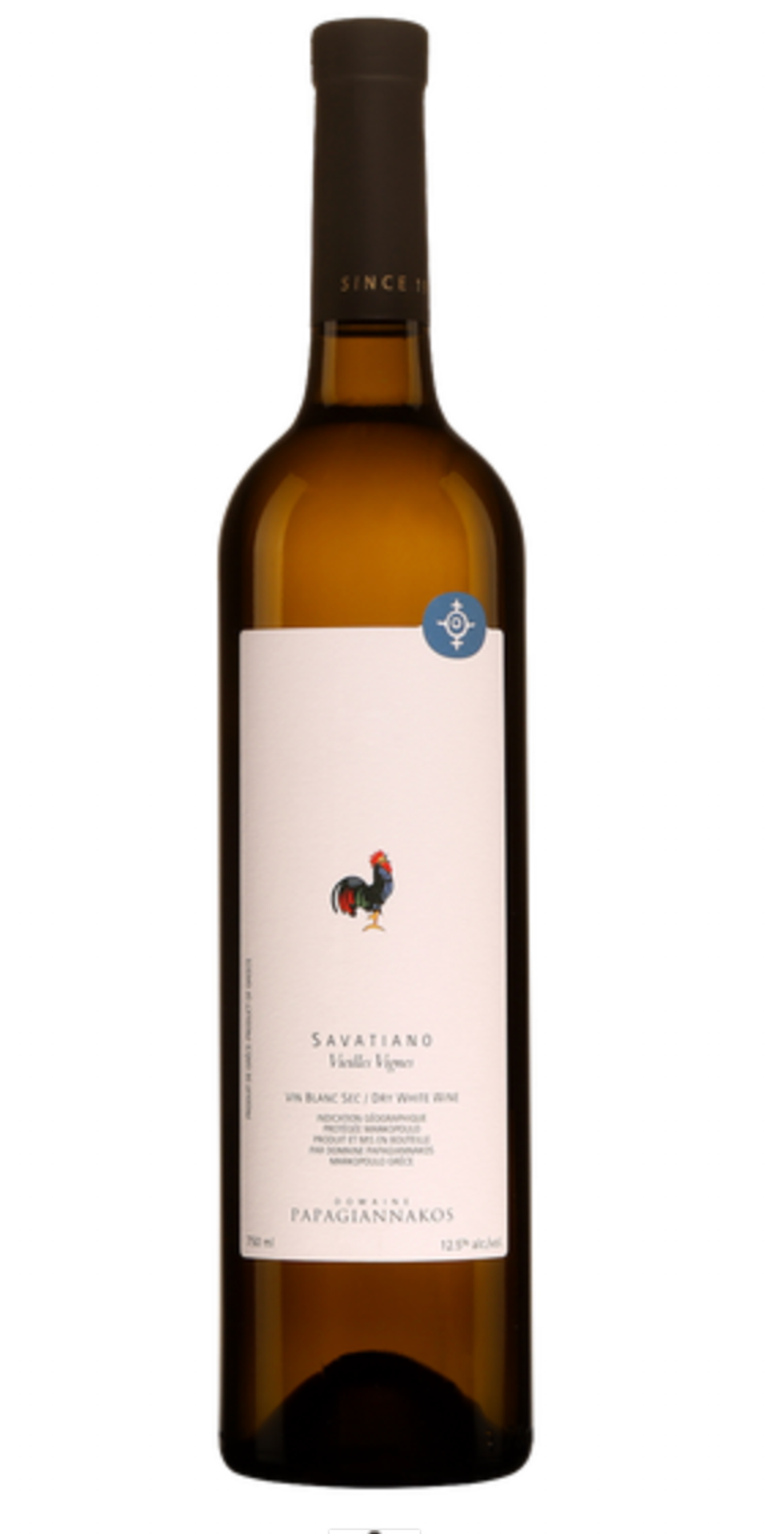 A bottle of Domaine Papagiannakos Savatiano Markopoulo 2022.