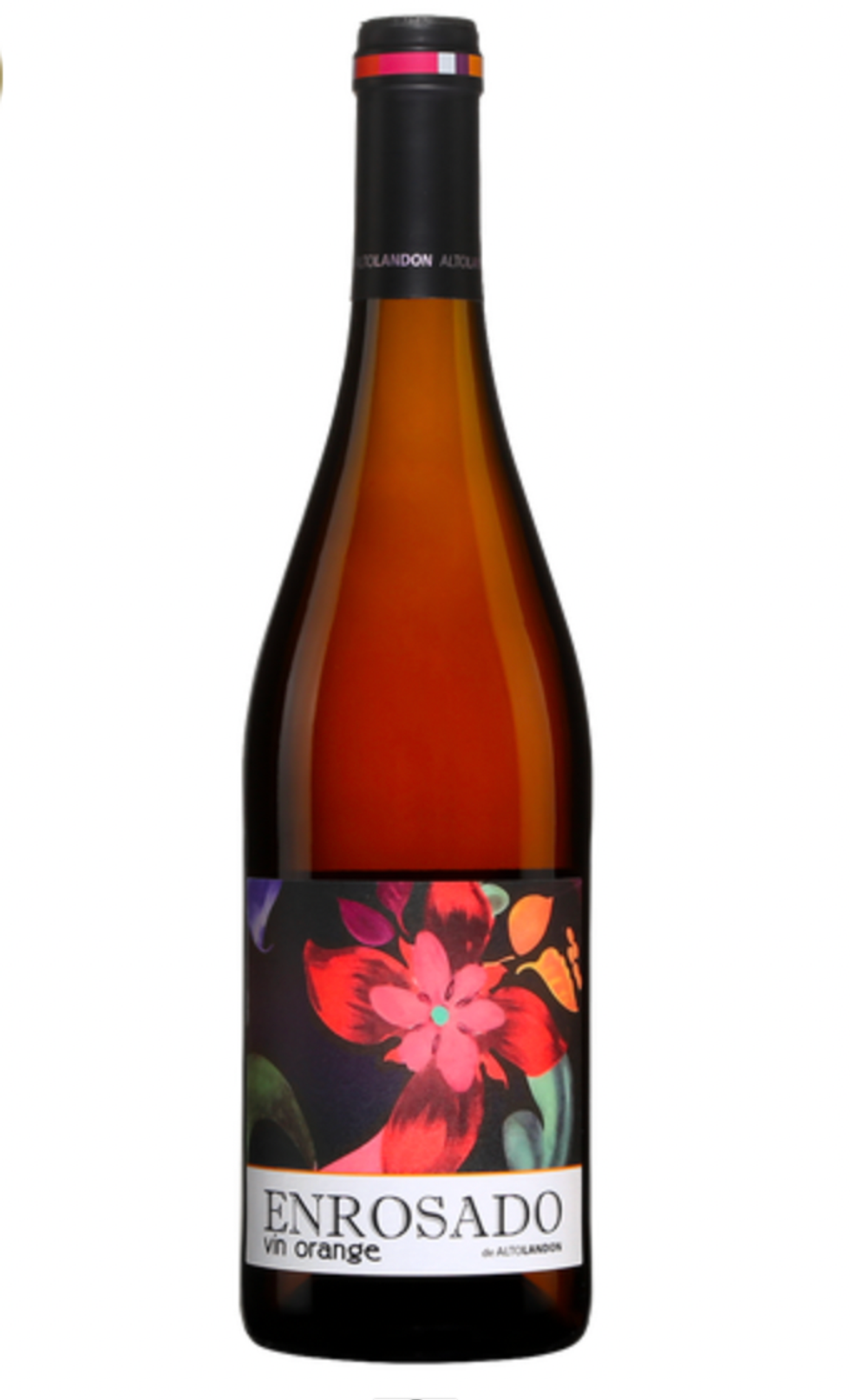 A bottle of Enrosado orange wine.