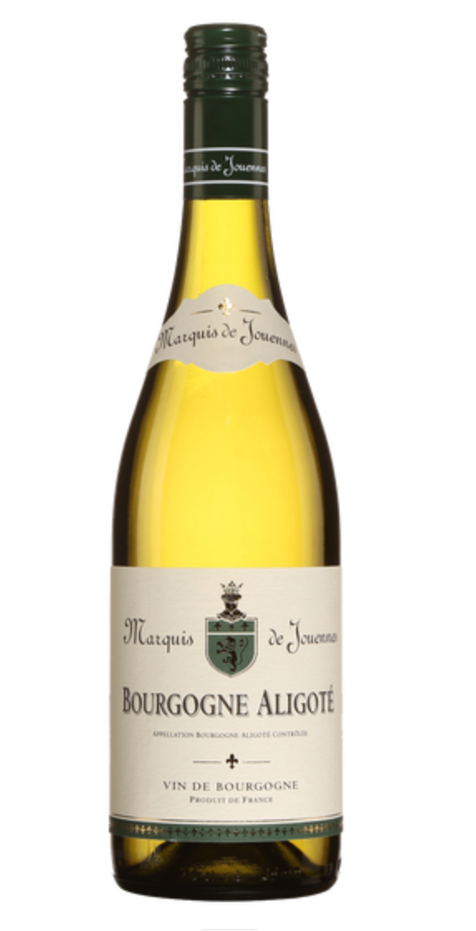 A bottle of Marquis de Jouennes Bourgogne Aligot\u00e9.