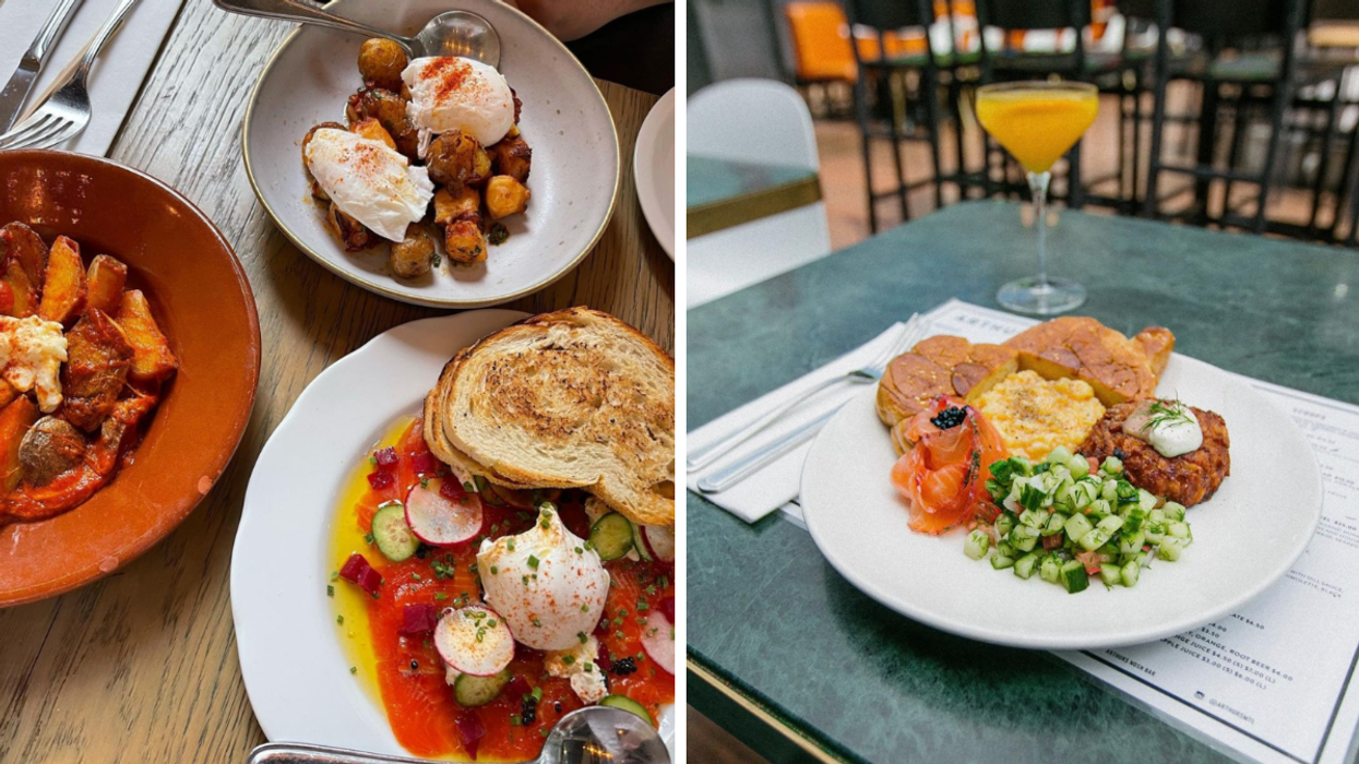 A breakfast spread from Resto Meson. Right: The classic brunch plate at Arthur's Nosh Bar.