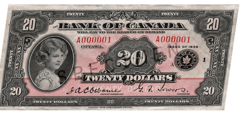A Canadian bank note from 1935.