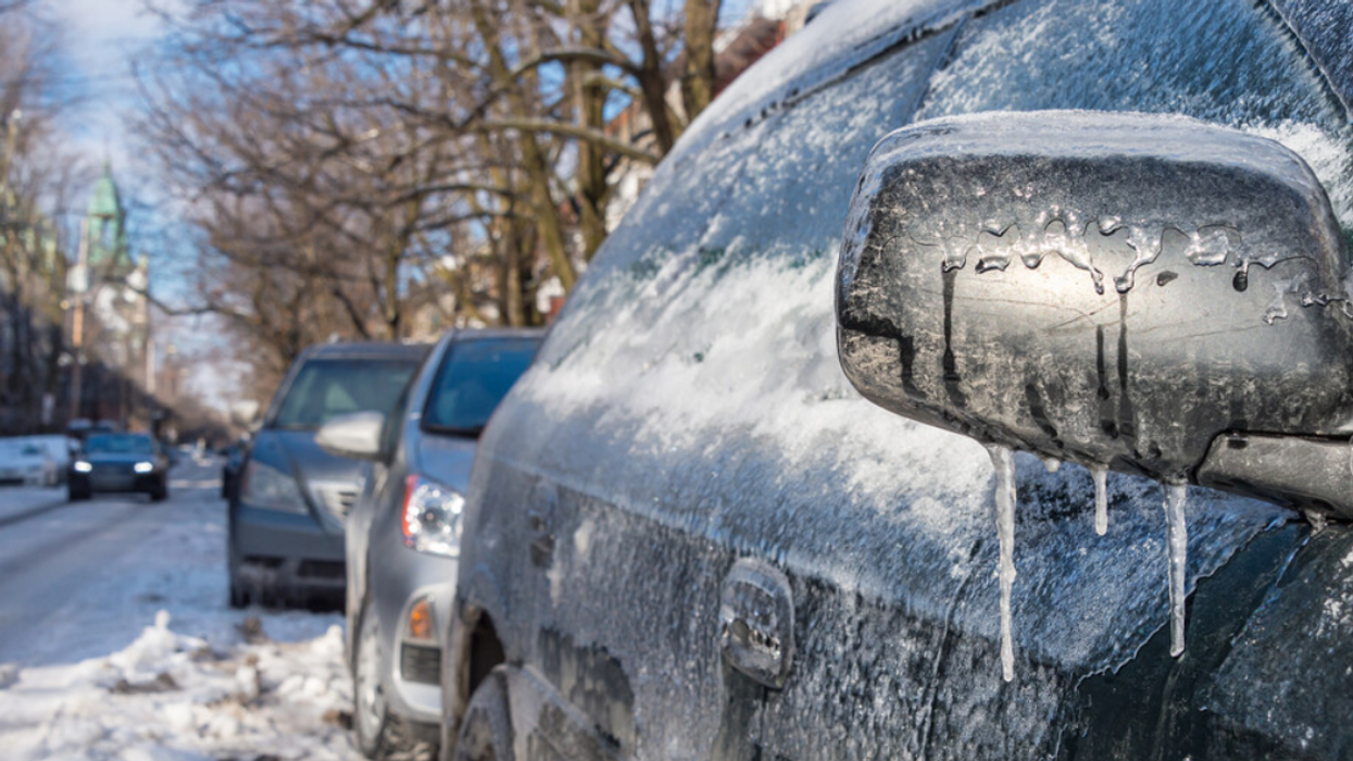 A car is covered in ice after freezing rain in Montreal.