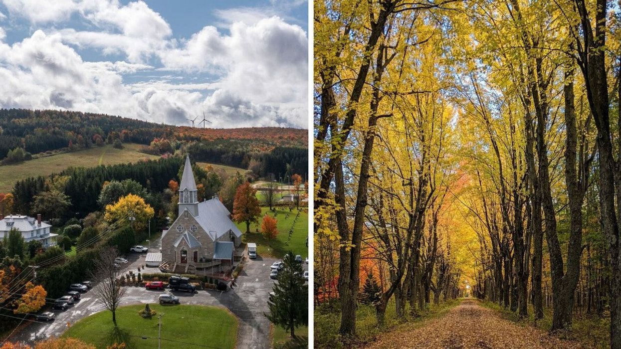 A church in Quebec. Right: Fall colours in Quebec.