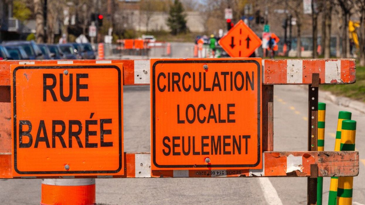 A construction isign in Montreal.