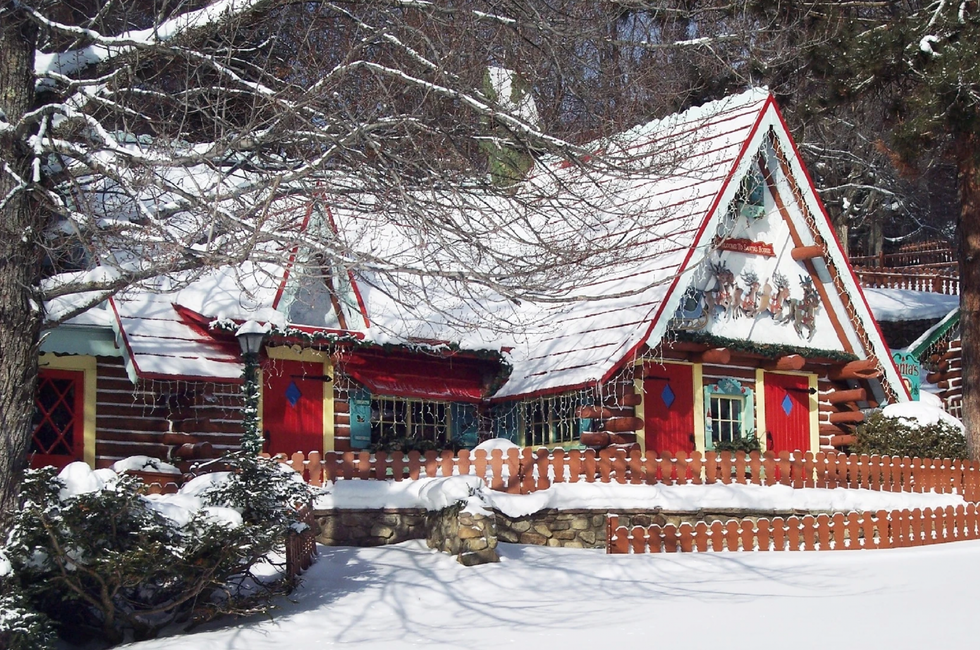 A cozy building at Santa's Workshop, North Pole.