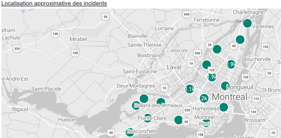 A crime map of Montreal.
