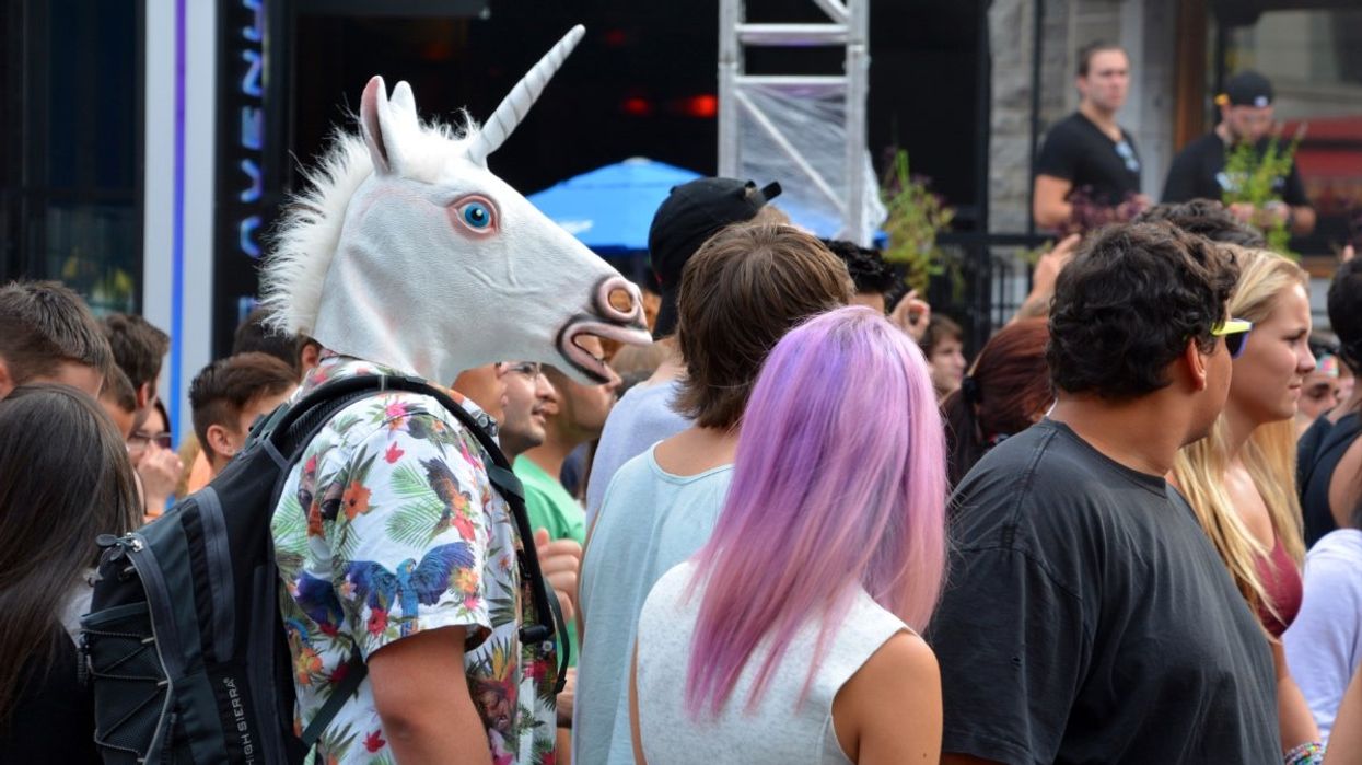 A crowd of Montreal students during frosh week.