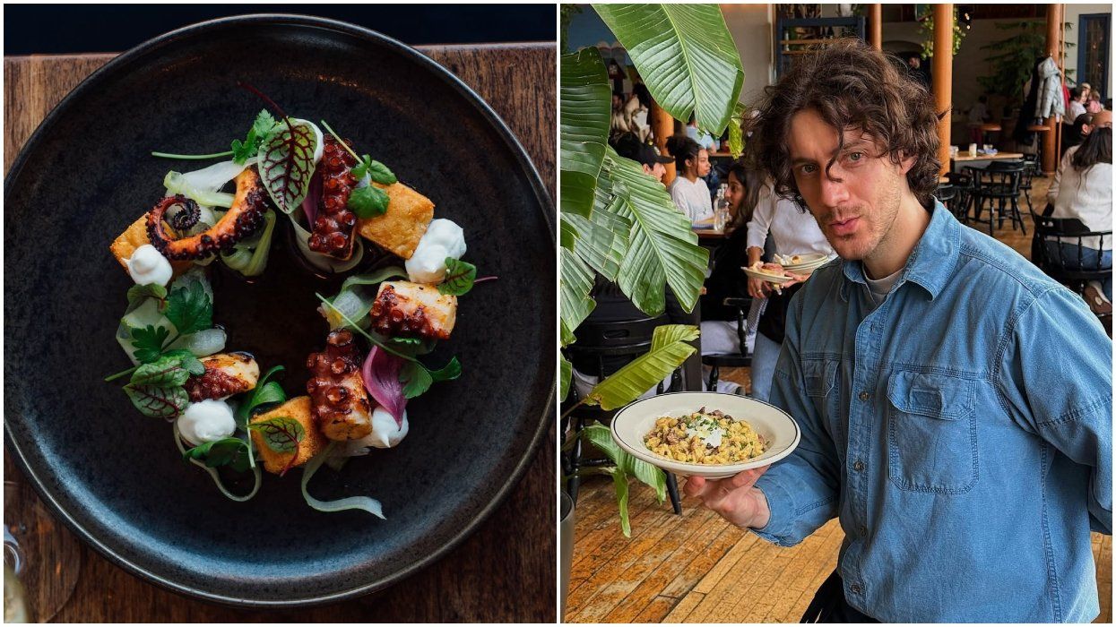 A dish at Tuck Shop in Montreal. Right: A dish at McKiernan in Montreal.