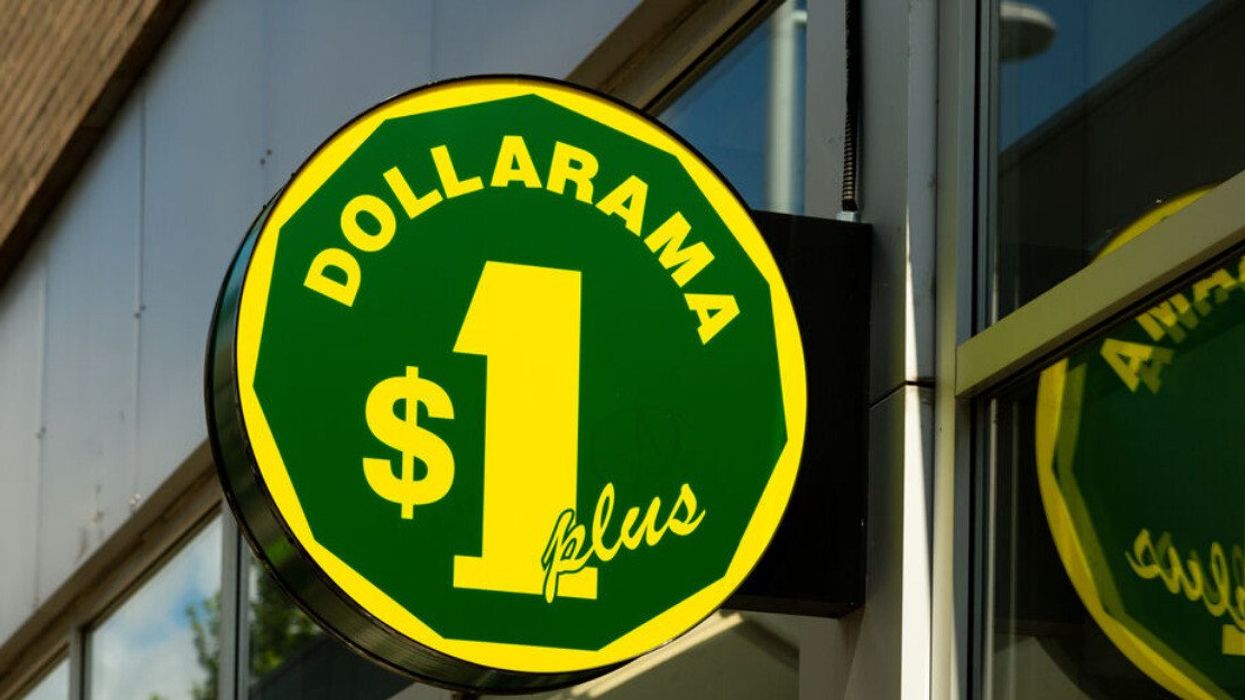 A Dollarama store sign at 7017 St-Hubert Street in the Rosemont-La-Petite-Patrie area of Montreal.