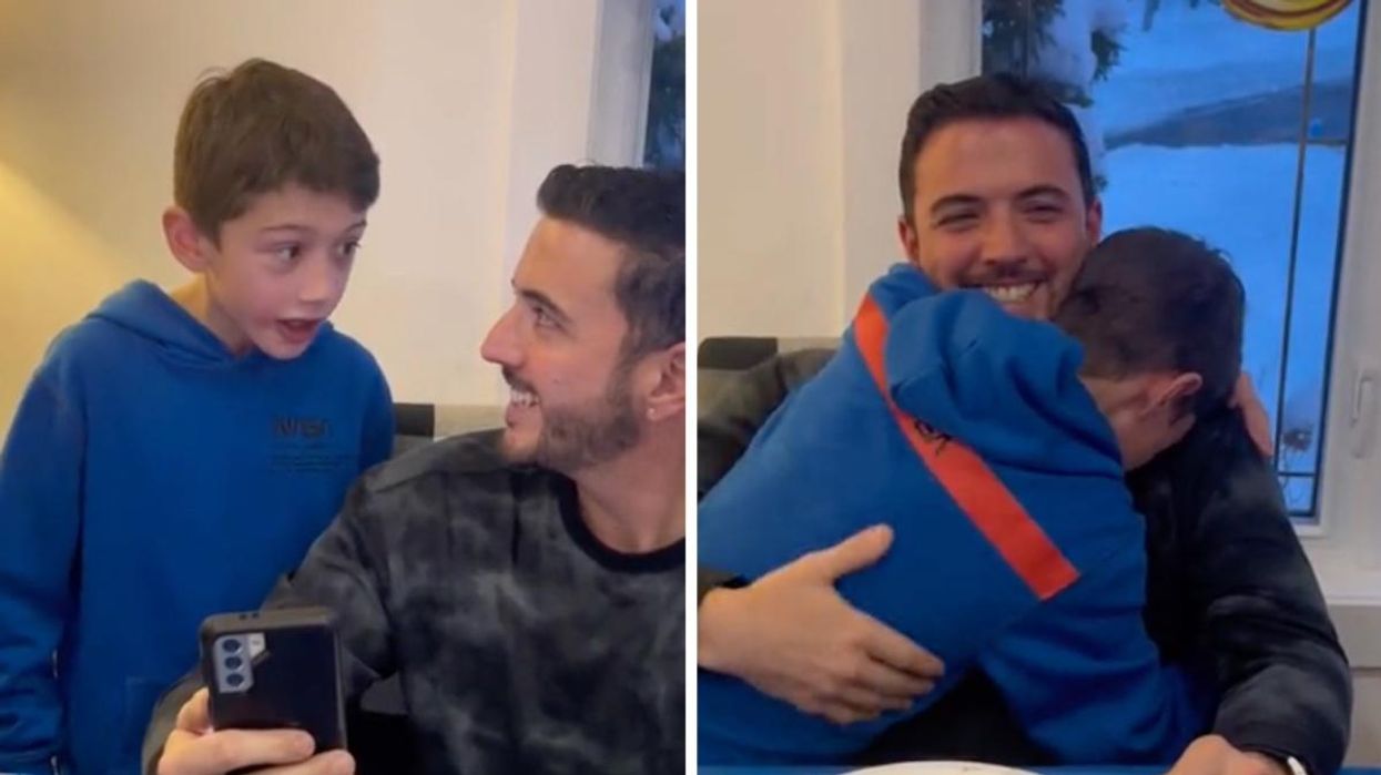 A father surprises his son with Montreal Canadiens tickets on TikTok.
