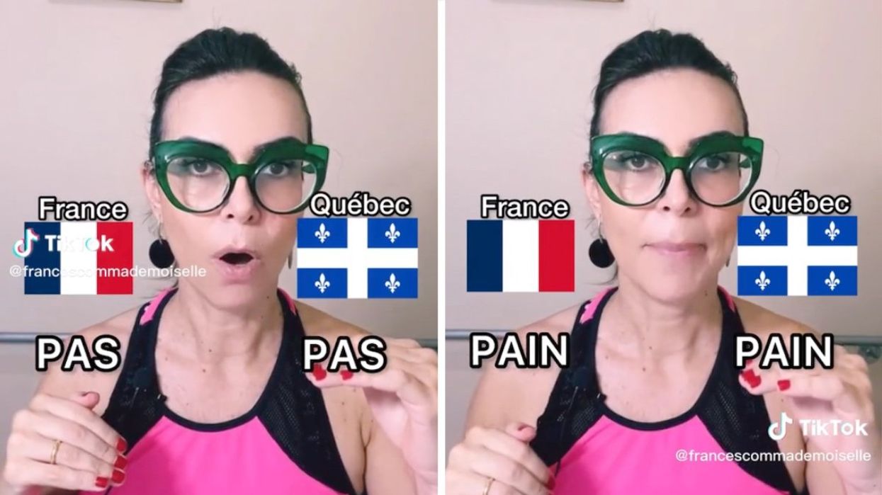 A French teacher on TikTok showing the difference between France and Quebec French pronunciations.