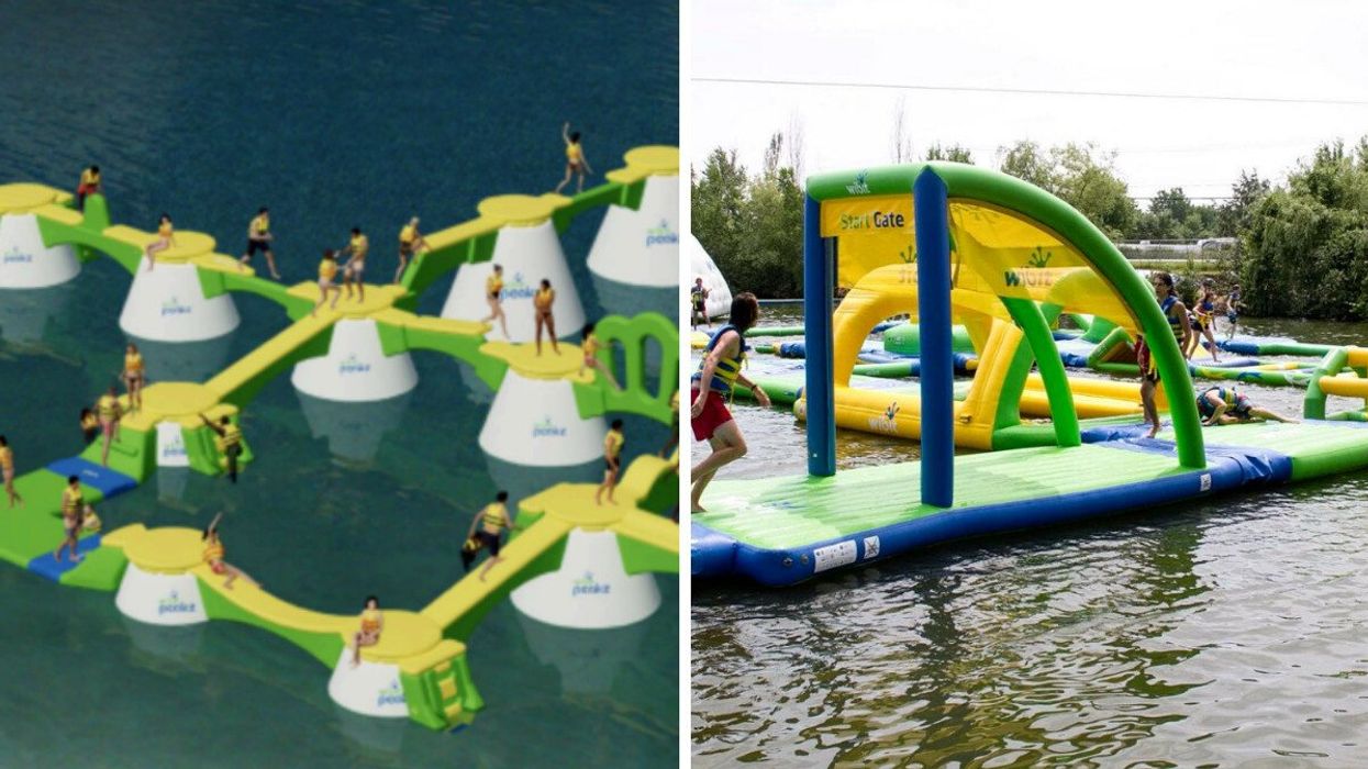 A generation of a new attraction at Super Aqua Club. RIght: People play at Super Aqua Club's Wipe Zone.