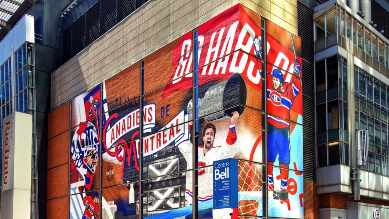 A Habs-themed mural outside the Bell Centre in Montreal.
