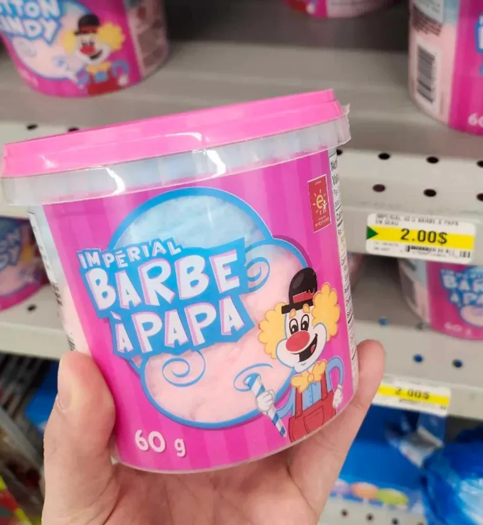 A jar of cotton candy at Dollarama
