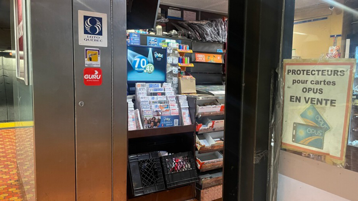 A lottery kiosk in Montreal's Lionel-Groulx metro station.