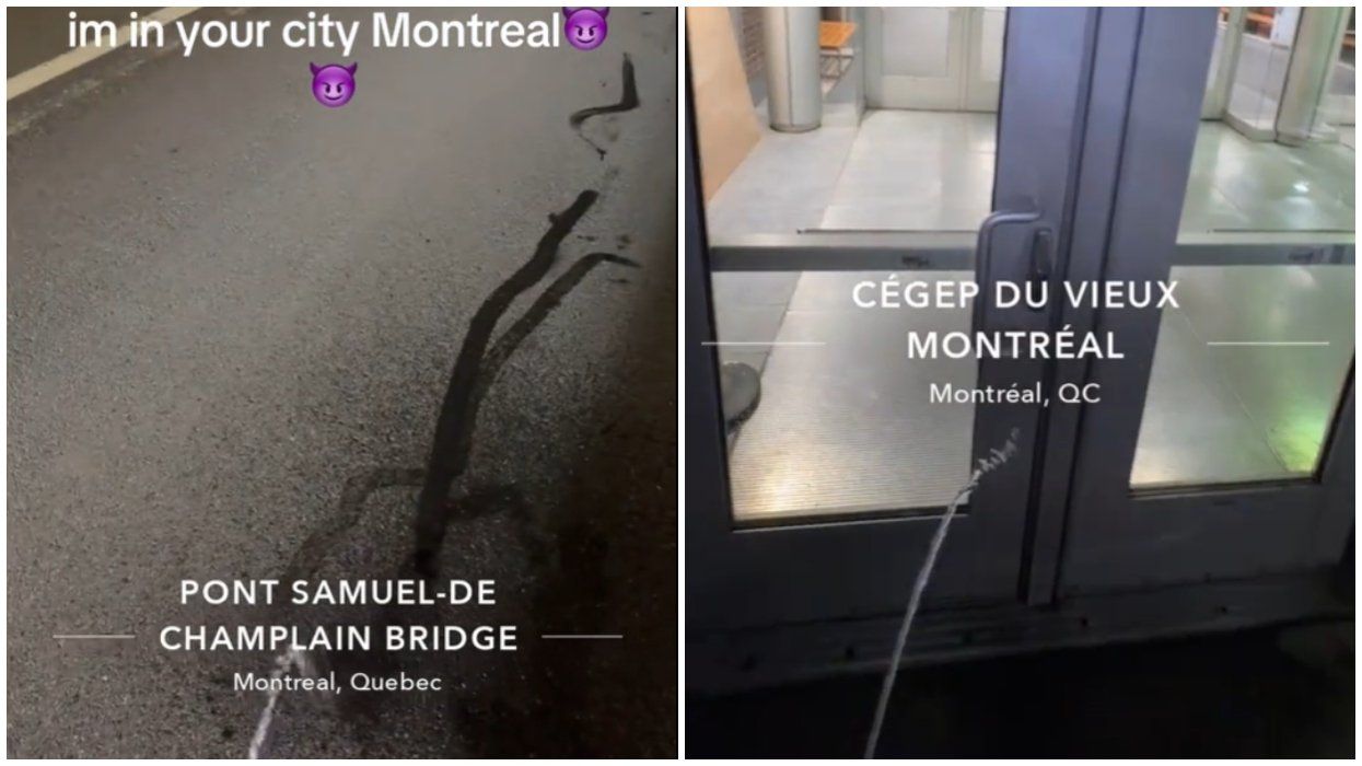 A man peeing in public areas in Montreal.
