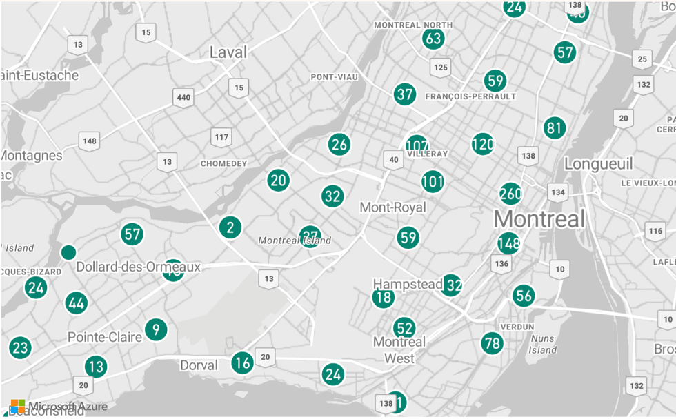 A map of break-ins in Montreal in 2026.