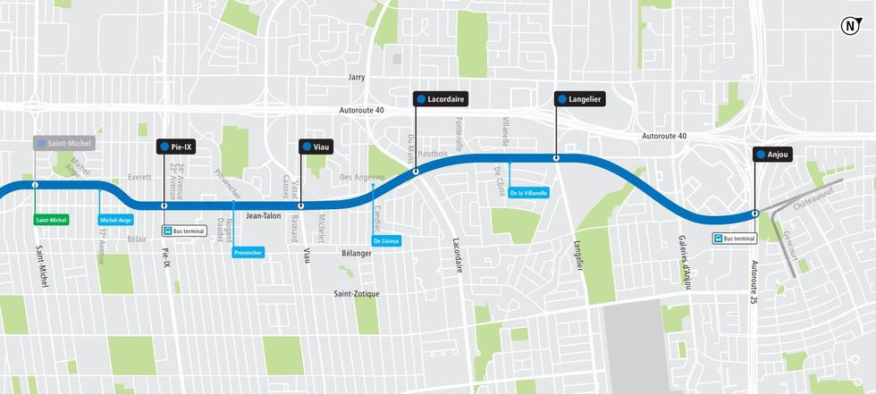 A map of the Blue Line extension.