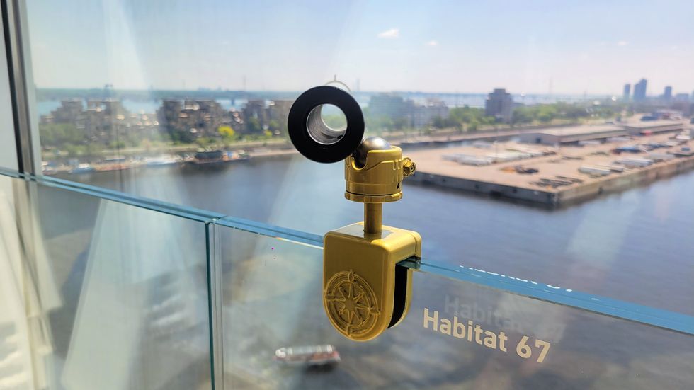 A marker for Habitat 67 from the main room.