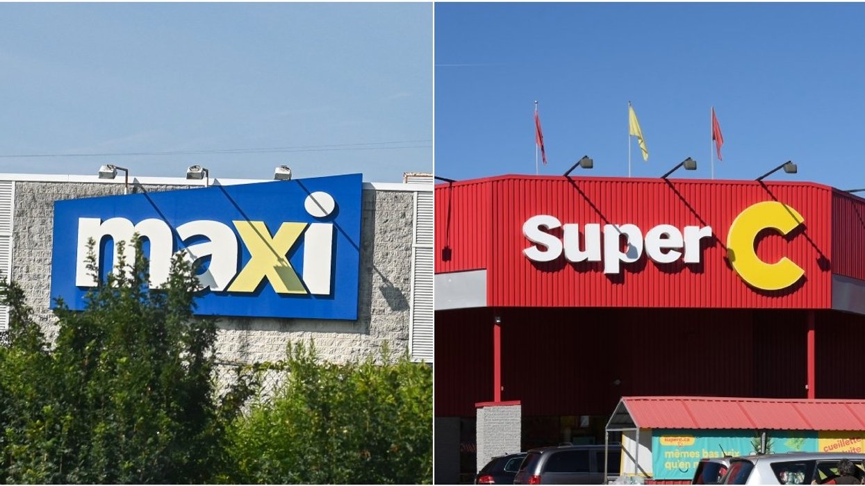 A Maxi store in Quebec. Right: A Super C grocery store.