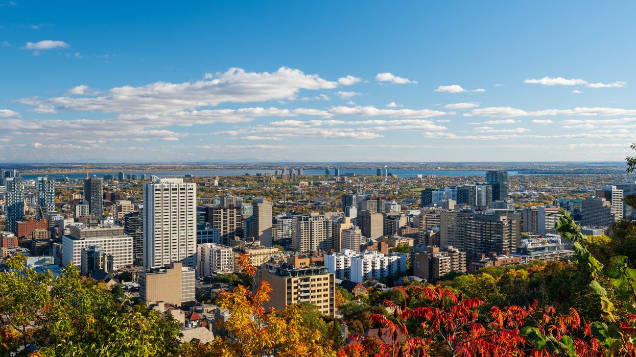 A Montreal cityscape during fall.