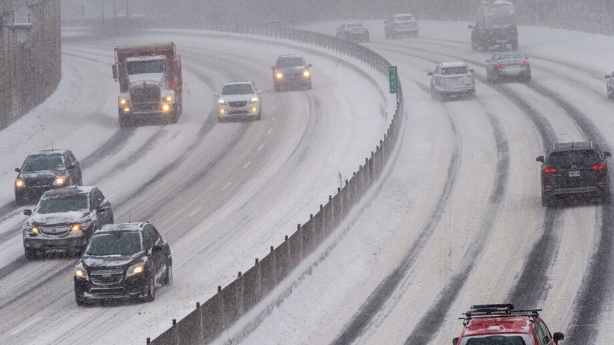 A Montreal highway during a winter storm.