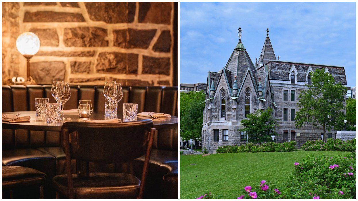 A Montreal restaurant. Right: McGill University's campus in Montreal.