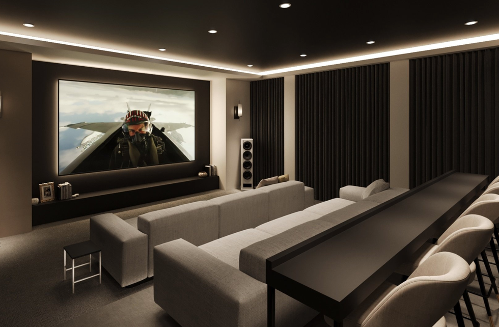 A movie theatre room in the home.