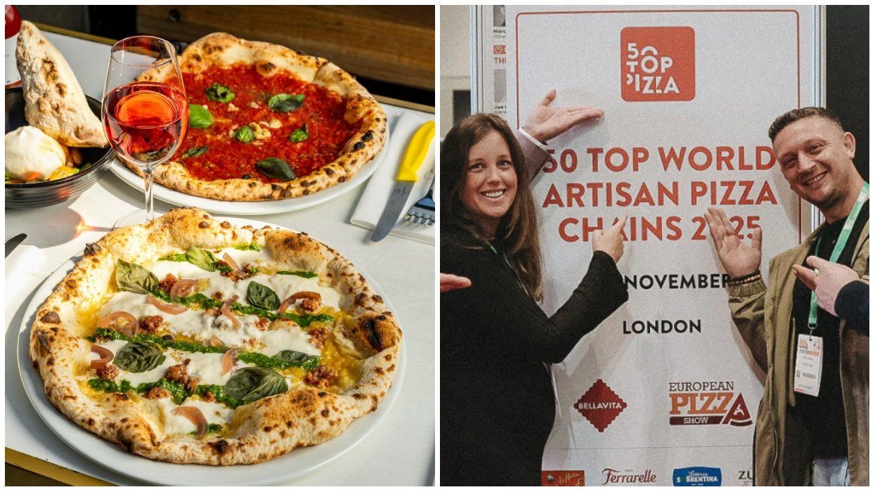 A NO.900 pizza. Right: The team from Pizzeria NO. 900.