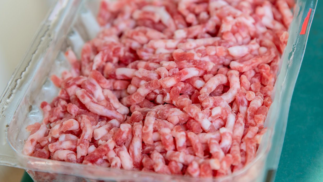 A package of raw ground beef.
