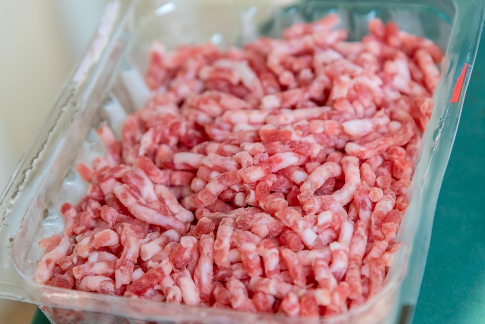 A package of raw ground beef.