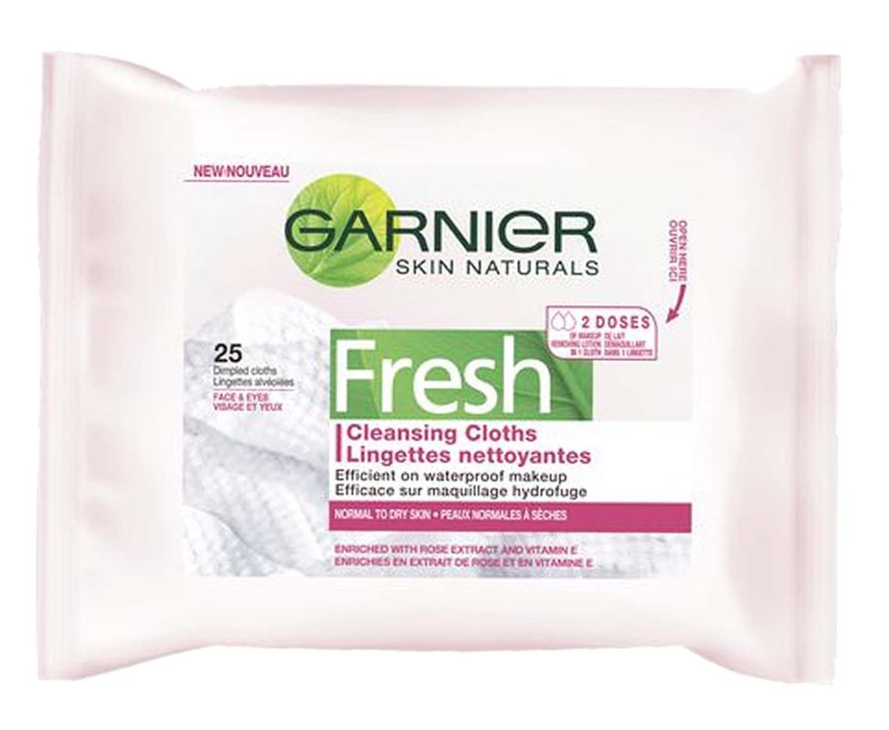 A packet of Garnier facial cleansing cloths. 