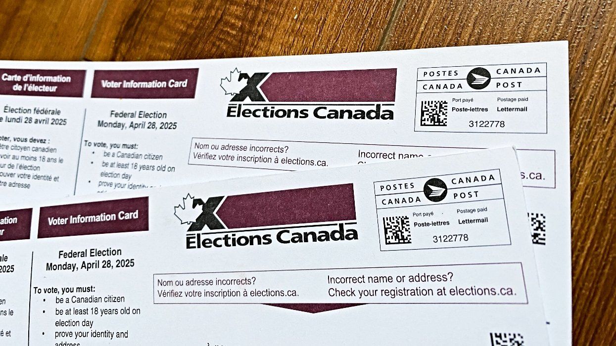 A pair of Canadian voter cards for the 2025 federal election.