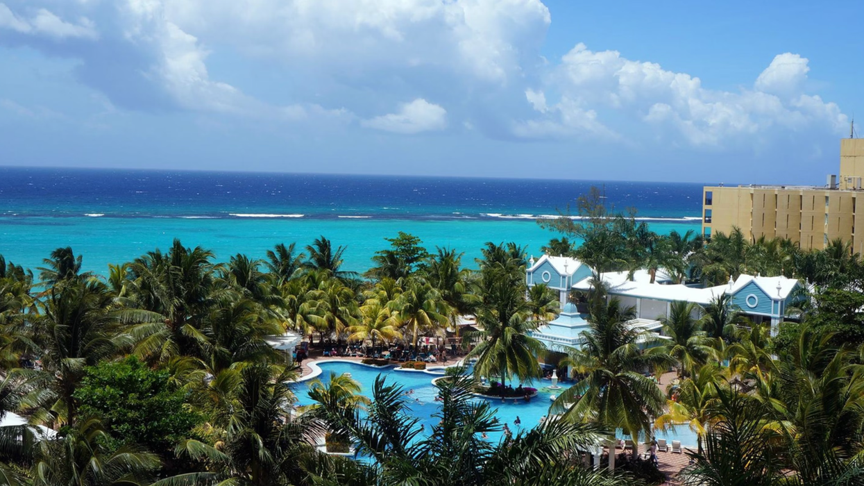 A palm tree-lined resort in Jamaica.