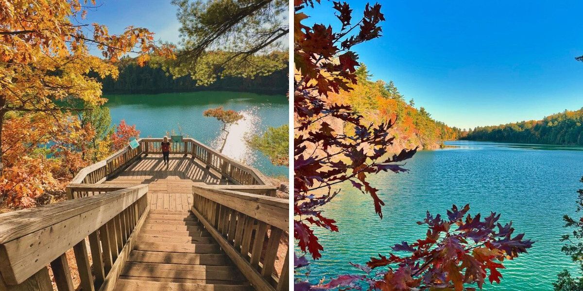 This hike near Montreal takes you through a red and gold forest to a hidden turquoise lake This hike near Montreal takes you through a red and gold forest to a hidden turquoise lake