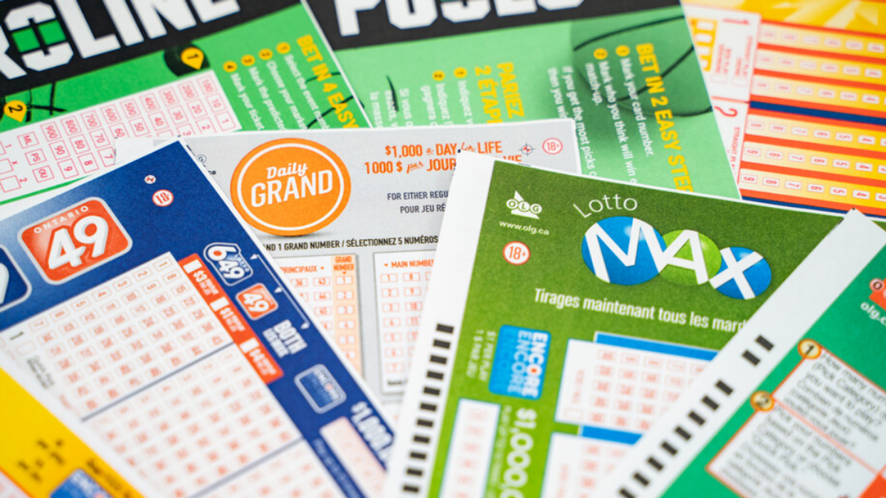 A pile of Canadian lottery games, including Lotto Max.