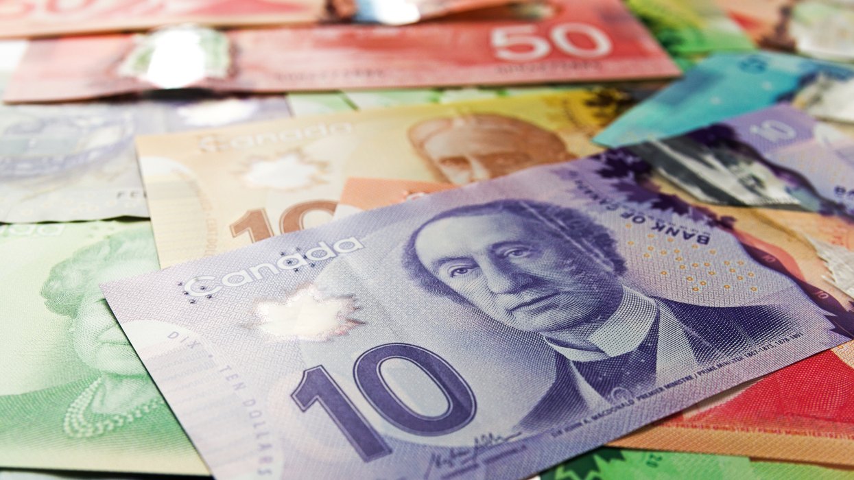 A pile of Canadian money