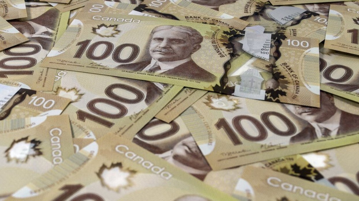 A pile of Canadian money.