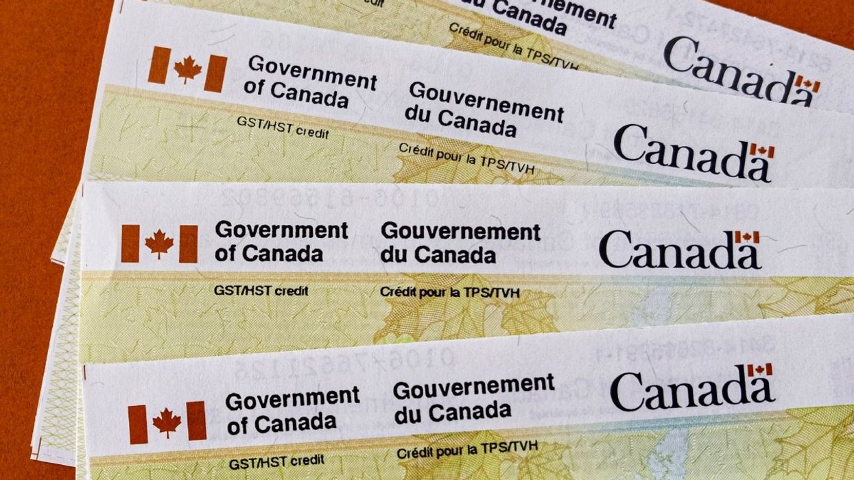 A pile of GST/HST credit cheques sent out to Canadians by the Canada Revenue Agency.