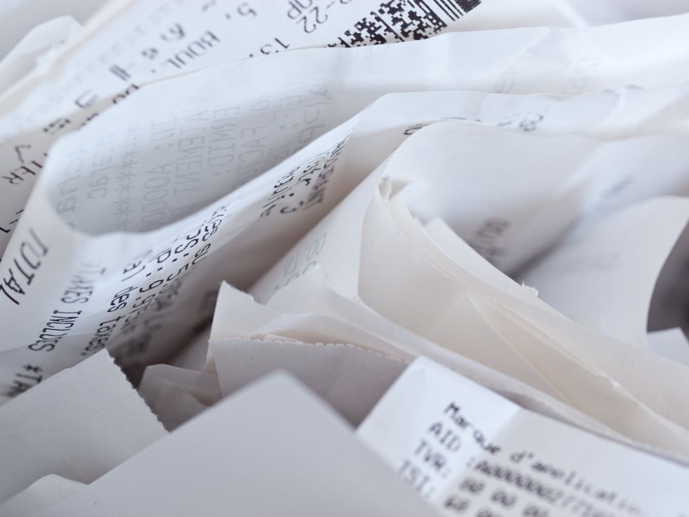 A pile of unsorted receipts, unlike yours (which should be perfectly organized or else).