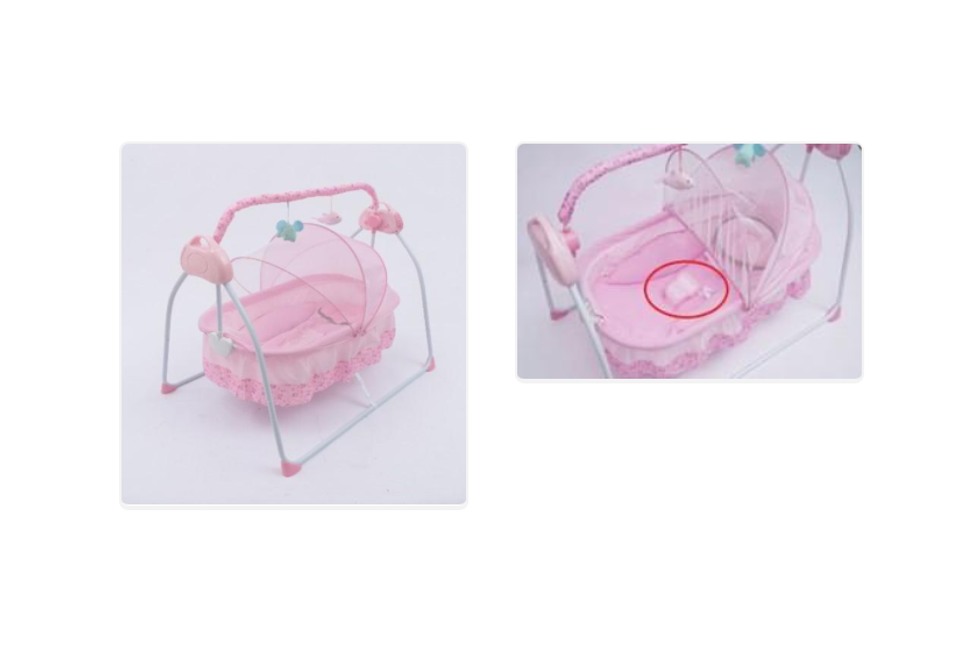 A pink Shandi 0-25 kg Big Space Electric Baby Crib Cradle Infant Rocker Auto Swing Bed Baby Cradle.