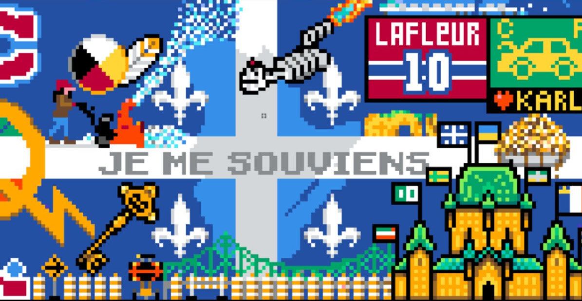 A pixelated collage of Quebec iconography on r/Place.