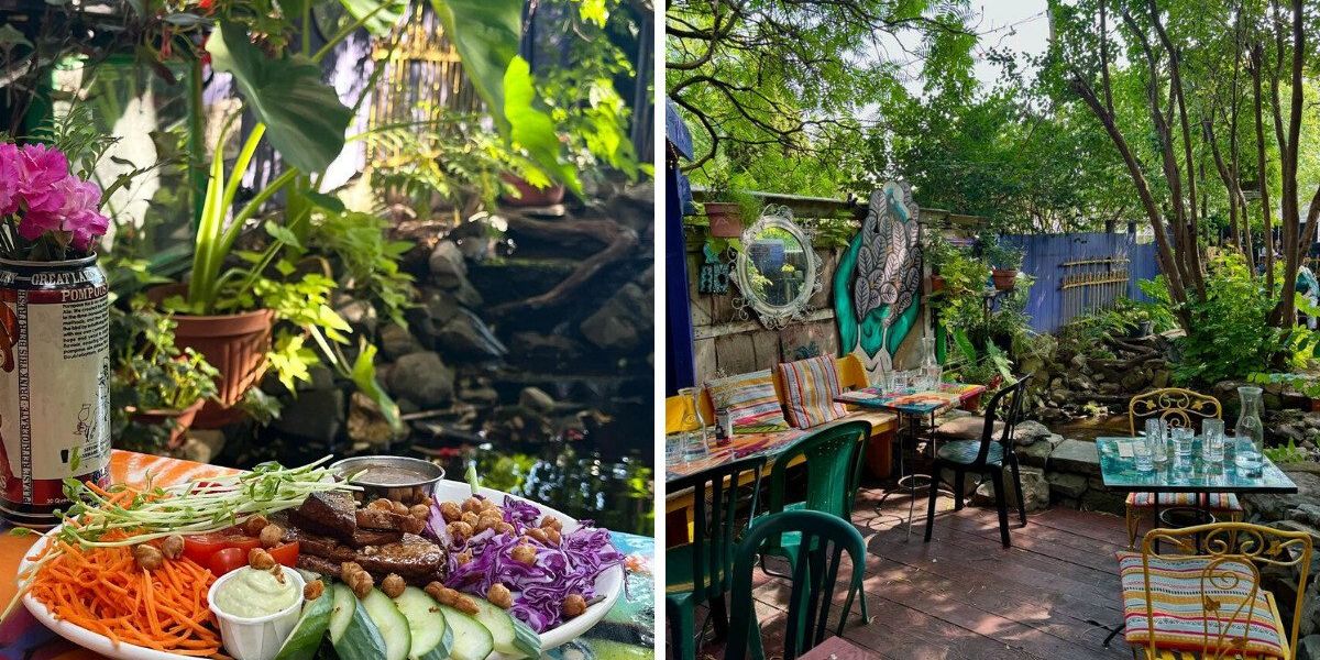 This dreamy Montreal cafe has a hidden garden patio with glowing lights and a koi pond This dreamy Montreal cafe has a hidden garden patio with glowing lights and a koi pond
