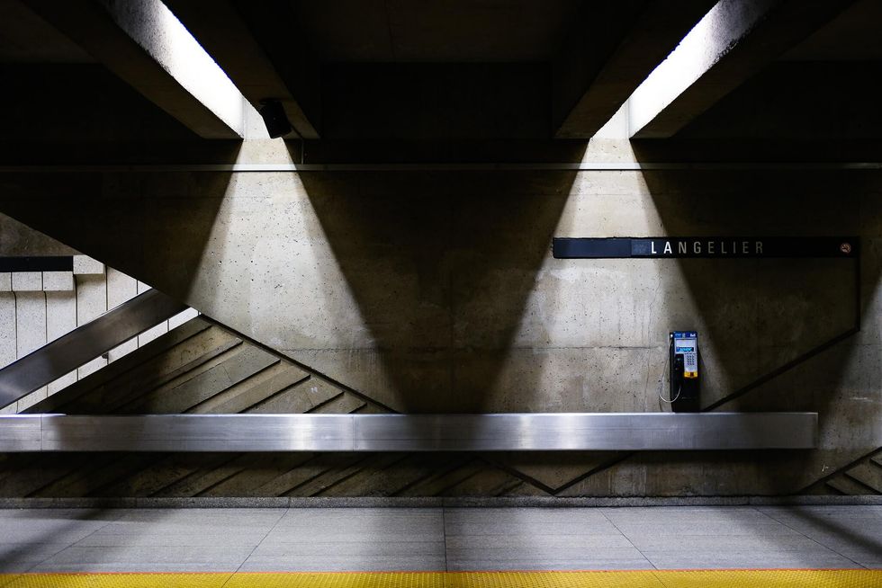 A platform inside Langelier station on the Montreal metro.