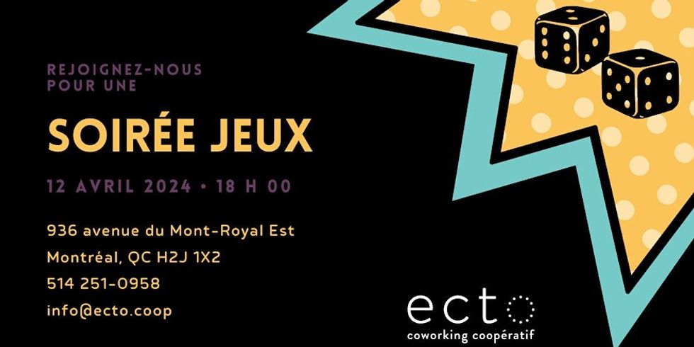 A poster for an upcoming free game night in Montreal.